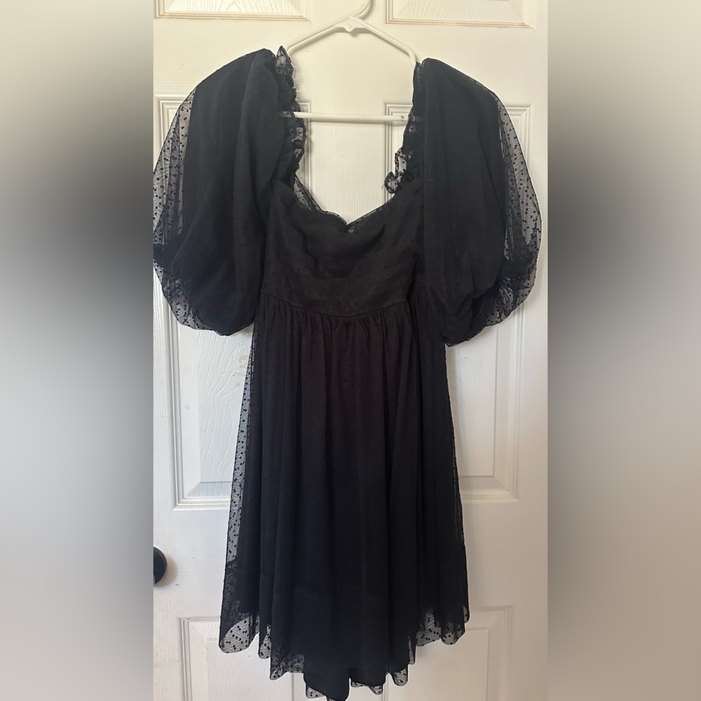 Windsor Black Dress with Puff Sleeves